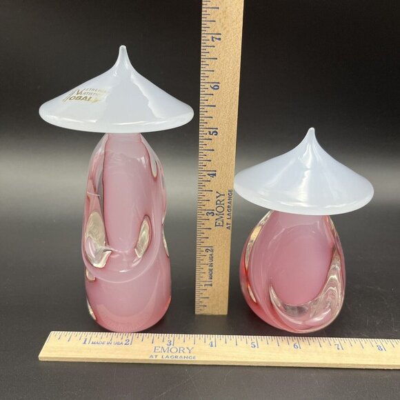 MURANO VETRERIA ARTISTICA OBALL PINK & WHITE ALABASTRO ASIAN ORIENTAL MAN & LADY - Picture 16 of 16